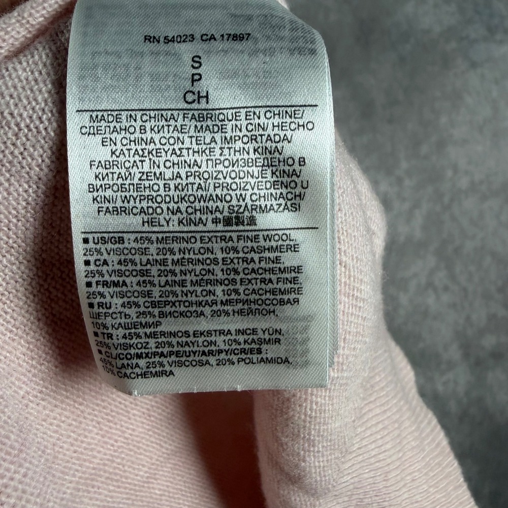 Banana Republic Pink Touch of Cashmere Merino Wool Blend Pleated Back Sweater S - Picture 4 of 6